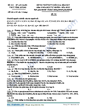 Đề thi thử THPT Quốc gia môn Hóa học năm 2017 - Mã đề 123 - Trường THPT Vĩnh Xương